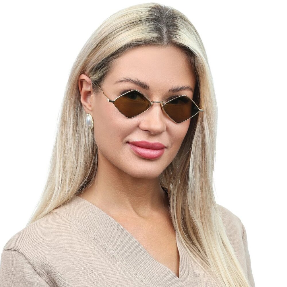 Saint Laurent Women Sunglasses Gold Brown SL302LISA 011 NEW AUTHENTIC - Picture 9 of 10